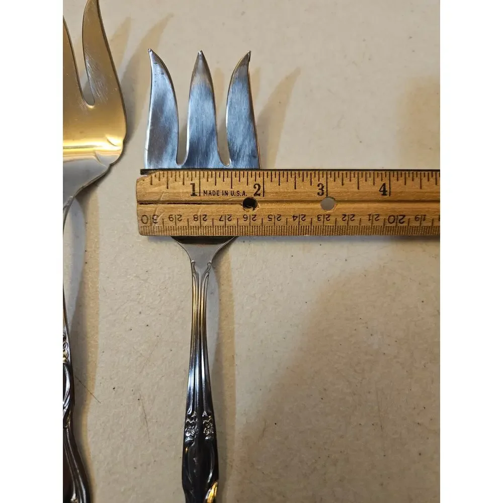 Lot of 4 stainless serving forks by International Silver Co floral flower design